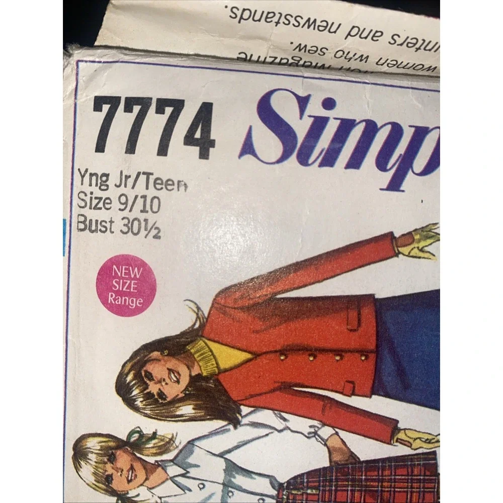 Vintage 60s Simplicity 7774 Sewing Pattern Junior Teen Jacket Skirt Sz 9/10
